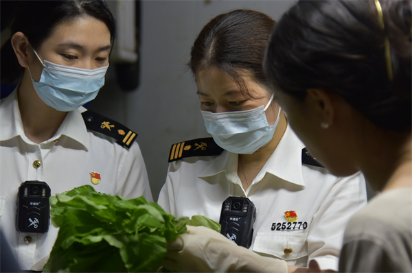 1、搭乘RCEP東風 海關助力新鮮蔬菜搶“鮮”登陸馬來西亞,圖為增城海關關員監管驗放出口蔬菜 濮宣攝.jpg