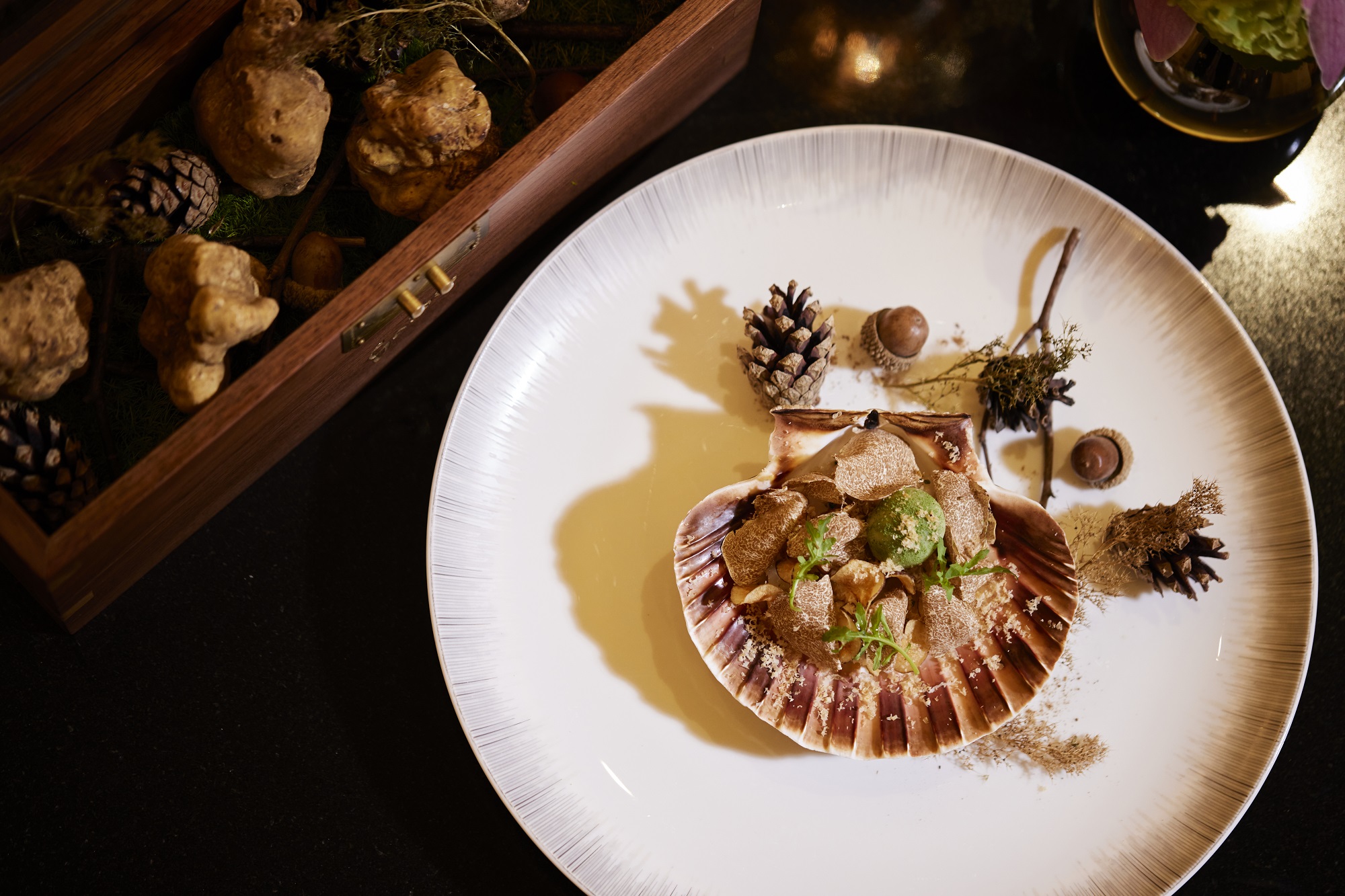 White Truffle Delights at Gaddi's - Hokkaido scallops with Jerusalem artichokes, rocket salad and Piedmont hazelnuts.jpg