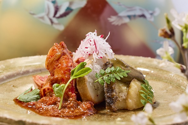 Ezo Abalone, Spanish Red Prawn, Asparagus, Taro (2).jpg