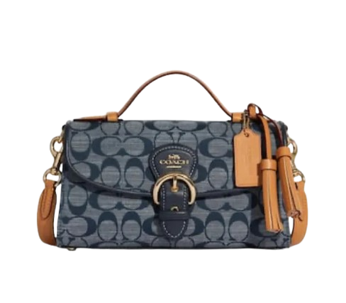 Coach  Kleo 金色Logo 牛仔布藍手挽垂蓋手袋.png