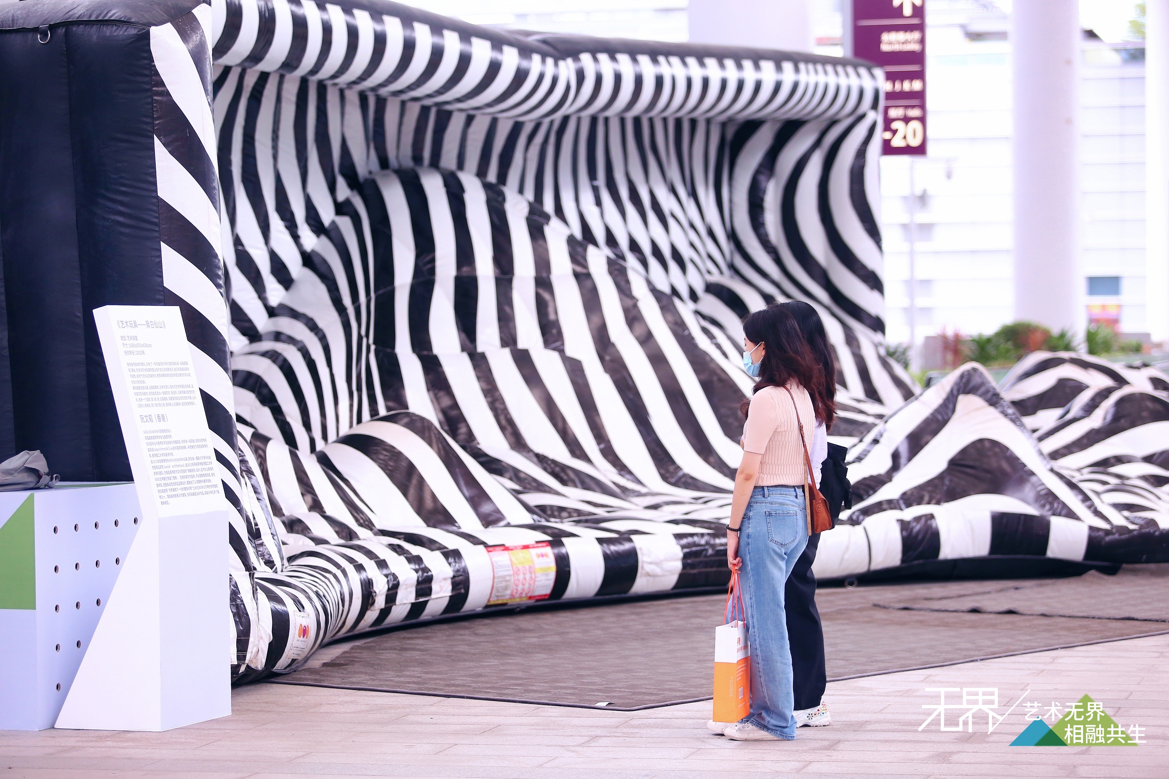 4观众打卡香港艺术家阮文韬艺术装置作品《艺术玩具——黑白仙山》 .jpg