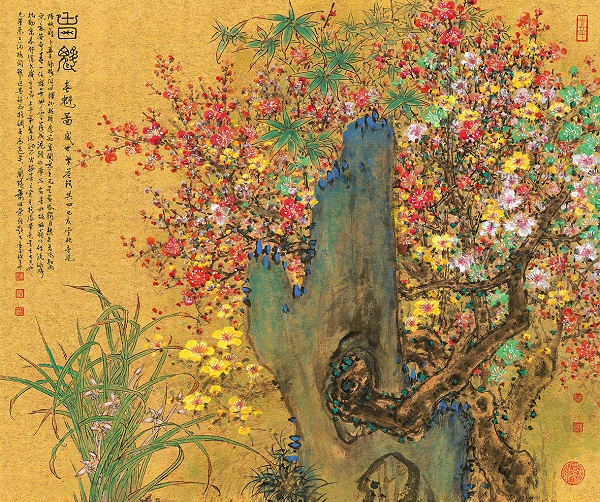 蕭暉榮 春魁 The Beginning of Spring 設色金箋 ink and color on gold paper 50×60cm 2019年作.jpg