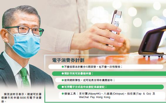 消費券不再分5期發放 陳茂波指使用期限或延至農曆新年