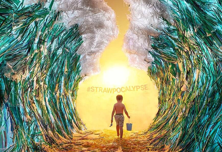 他用17万根吸管打造塑料海浪 美又哀伤