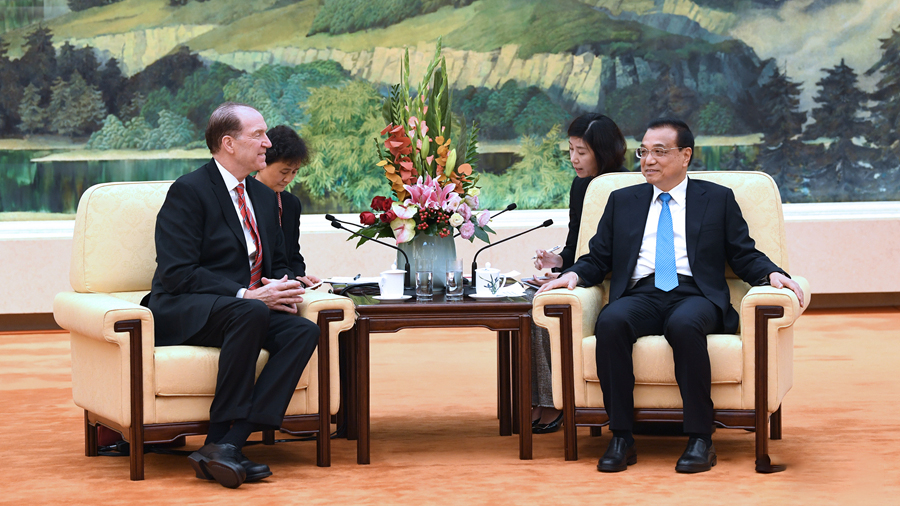 李克强会见世界银行行长马尔帕斯