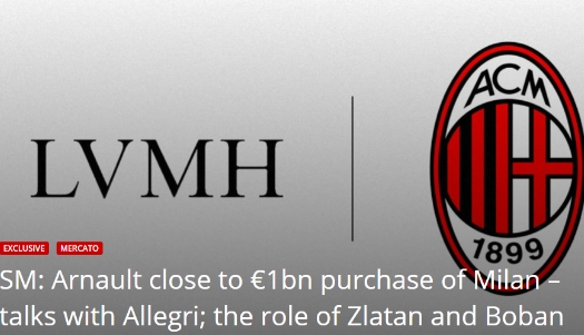曝LV10亿欧收购米兰接近完成 今夏邀阿莱格里出山