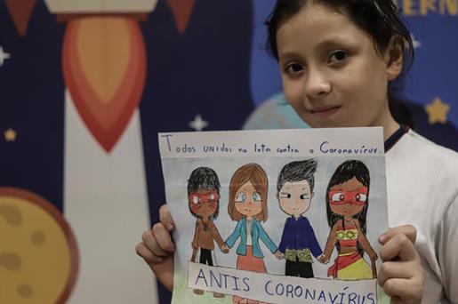 巴西女孩作画支持中国抗击疫情