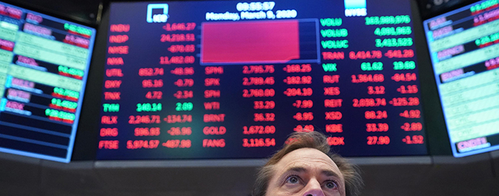 疫情蔓延油戰開打 環球股市哀鴻遍地 美股熔斷熊氣逼人