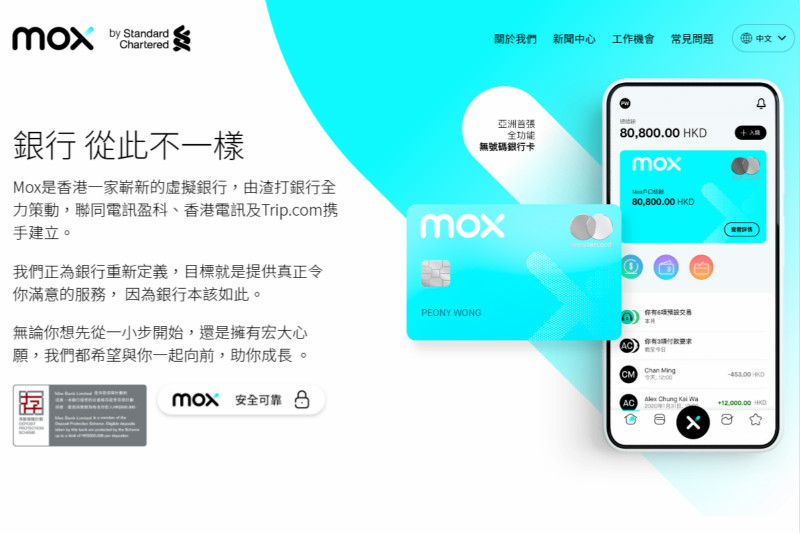 虛擬銀行Mox料今年投入服務