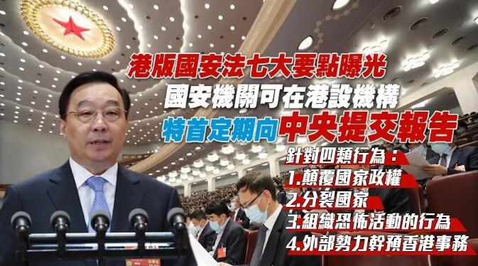 「香港国安法」草案解画：国安机关可在港设机构，特首定期报告中央