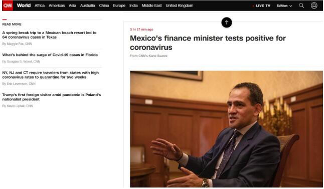 墨西哥财政部长确诊，近日多次与墨总统接触