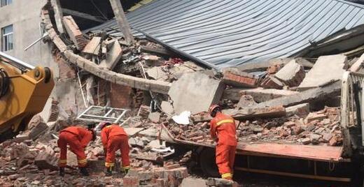 哈尔滨一仓库坍塌 7人被困