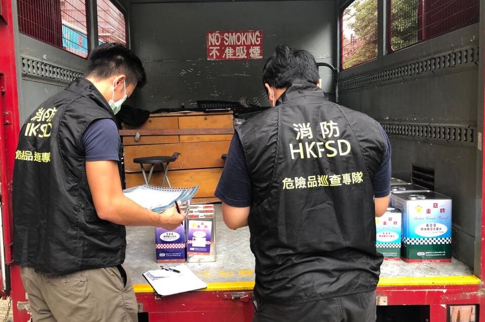 消防處突擊巡查五金店 檢225公升懷疑第五類危險品