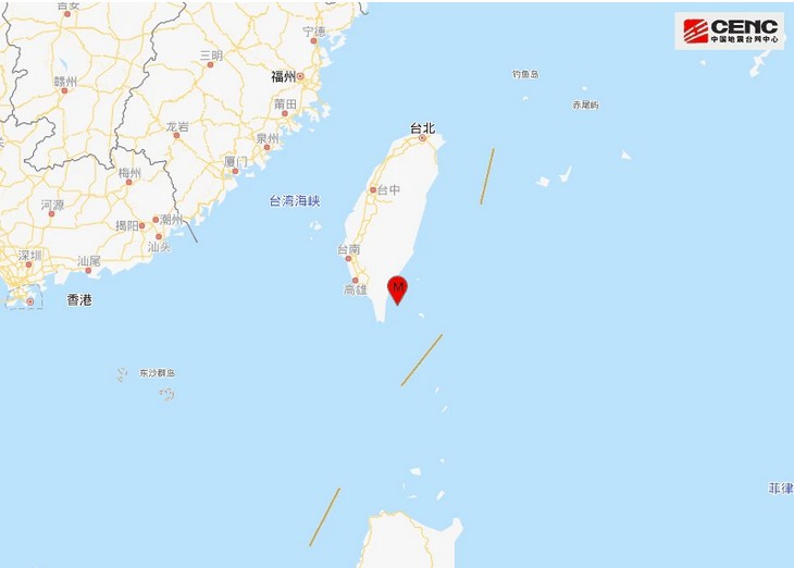 台灣台東縣海域發生5.0級地震