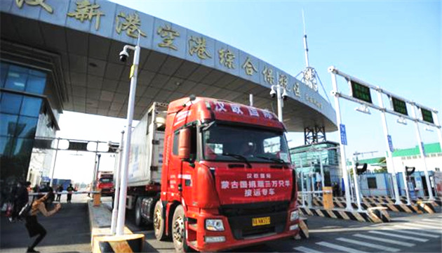 接蒙古羊回武漢 首批集裝箱車隊已出發
