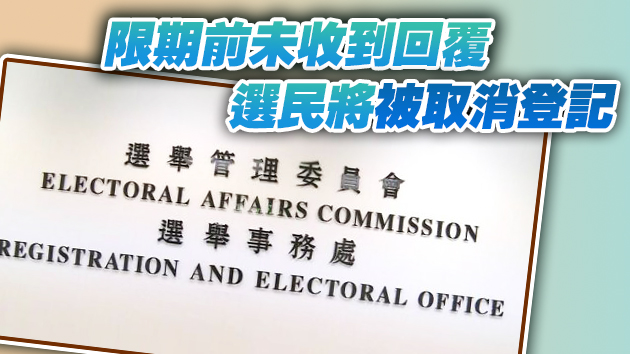 選舉事務處：選民須於明年5月2日前回覆處方信件