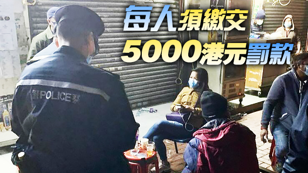 元朗9名非華裔男女涉違禁聚令及口罩令收告票