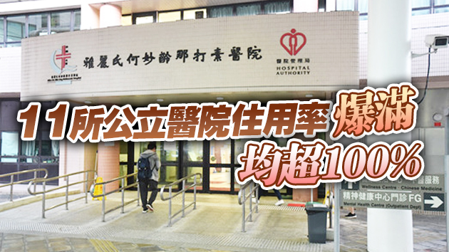 醫管局：本港醫院病床需求率高漲 11所公立醫院爆滿 