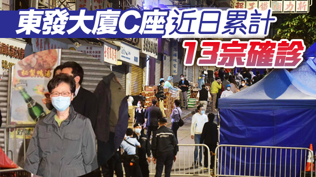有片 | 東發大廈突圍封通宵強檢 小區行動再出擊 林鄭深夜巡視