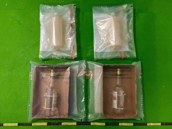 海關檢獲市值約260萬元懷疑液態可卡因 拘1名男子