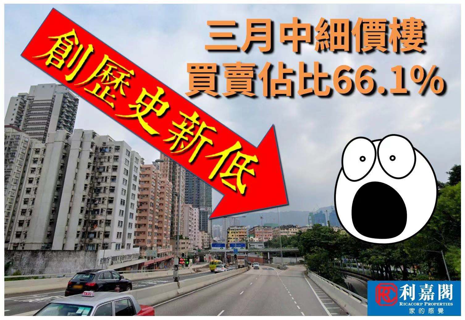 三月中細價樓買賣佔比66.1% 創歷史新低