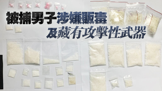 警方截查17歲男子 檢值30萬元毒品及攻擊性武器