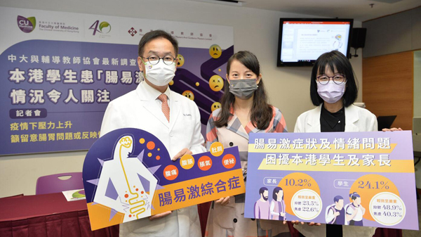 中大與輔導教師協會調查發現學生患「腸易激」情況令人關注