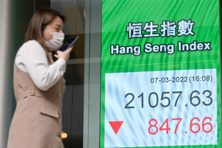 憂慮禁運俄羅斯石油   恒指跌847點曾創5年半新低