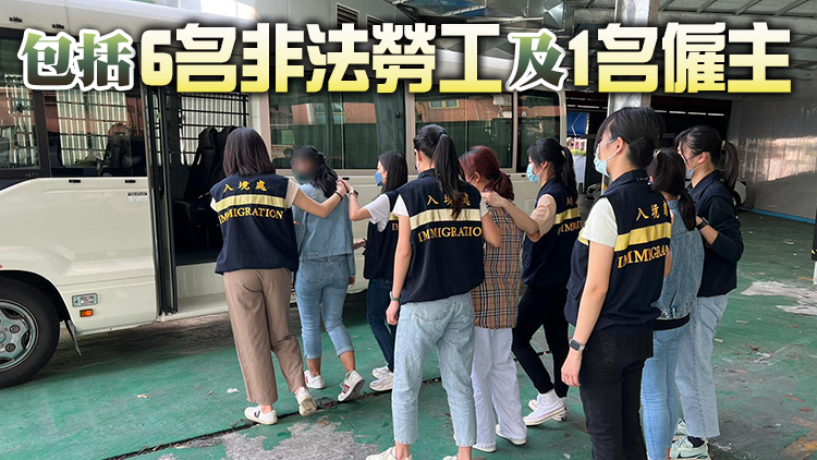 入境處全港展開打擊非法勞工行動 拘捕7人