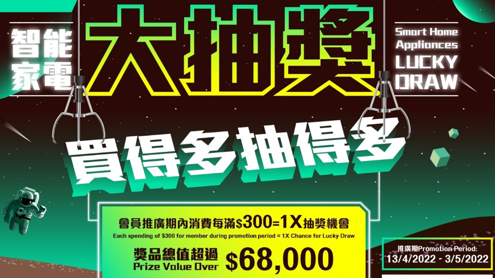 【優惠】超市智能家電大抽獎 獎品總值逾$68,000