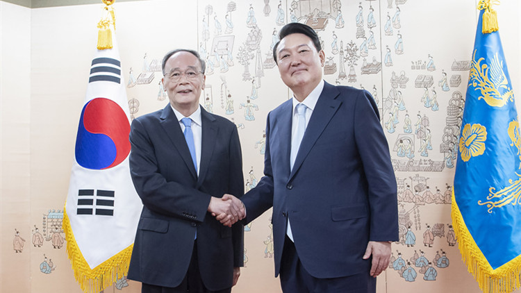 王岐山出席韓國新任總統尹錫悅就職儀式