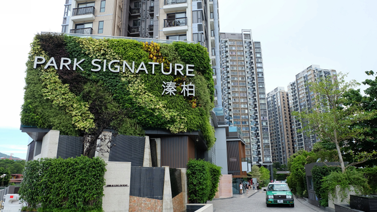 港府於元朗溱柏一座進行執法行動 無人違強檢公告