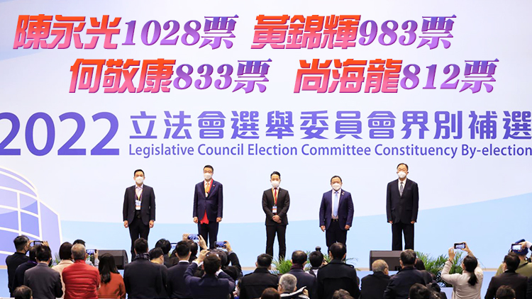 立法會選委會界別補選結果出爐 黃錦輝陳永光何敬康尚海龍當選