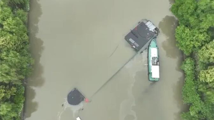 京杭大運河杭州段一船舶沉沒 無人員傷亡