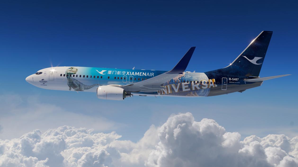 廈門航空攜手北京環球度假區 推出「侏羅紀世界」彩繪飛機