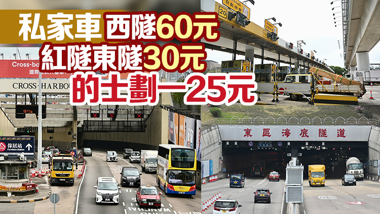 西隧、紅隧及東隧將於8月2日起實施「633」固定收費方案