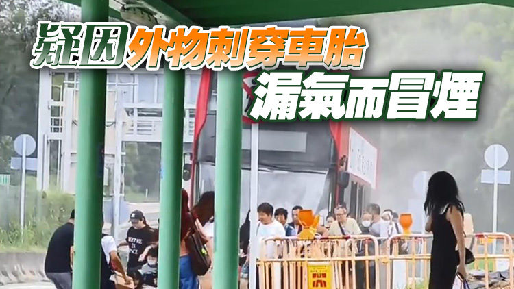 有片丨屯門公路九巴爆胎冒煙 乘客倉惶逃生