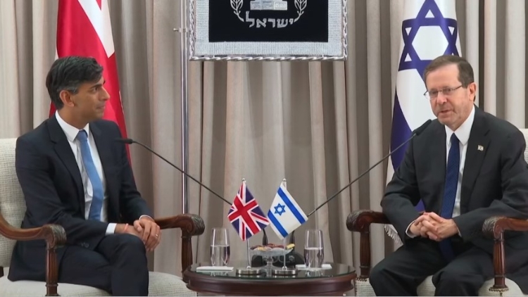  巴以衝突｜以色列總統會見英國首相辛偉誠