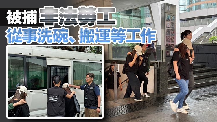 入境處全港打擊非法勞工拘10人 3外傭放假到餐廳做黑工