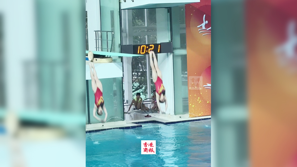 有片｜陳藝文及昌雅尼表演彈板跳水