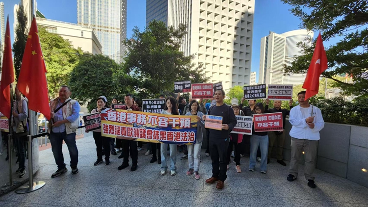 市民到歐盟駐港辦事處抗議 強烈譴責歐洲議會干預香港事務