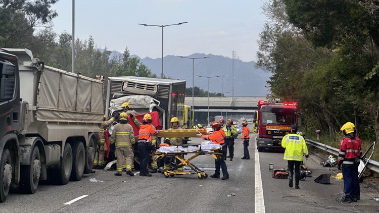 追蹤報道｜元朗公路7車相撞事故 輕型貨車司機送院不治