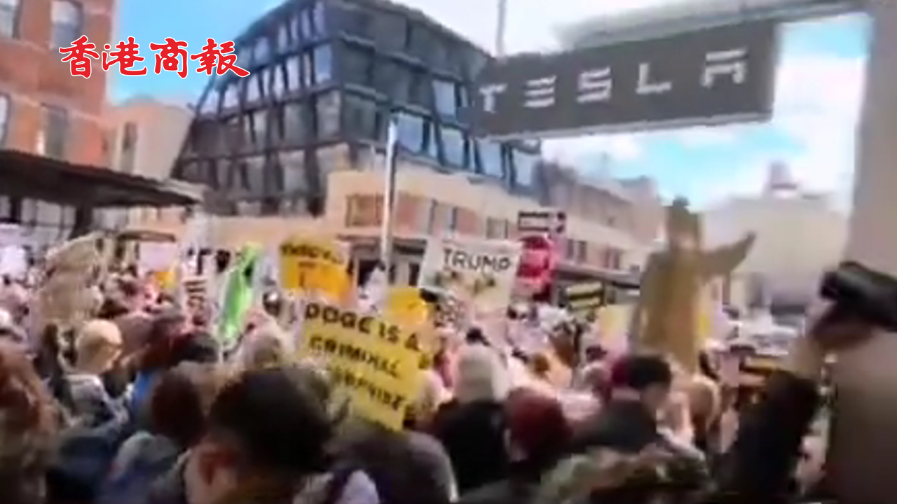 有片丨抗議馬斯克參與特朗普政府事務 美多地爆發抵制特斯拉示威