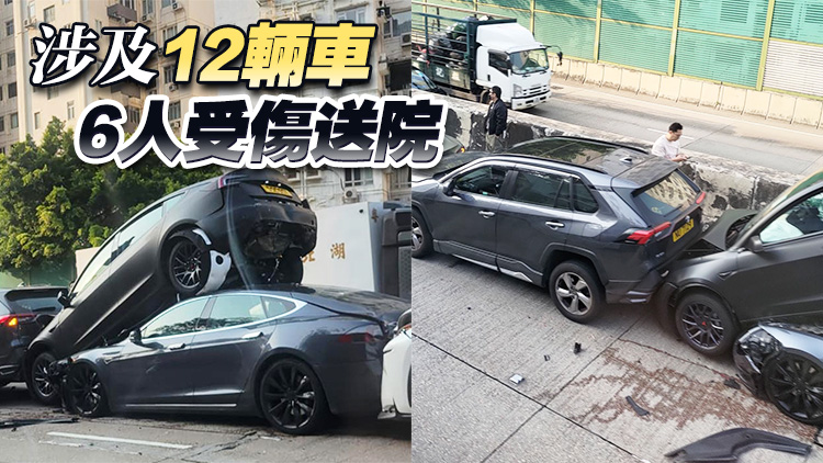 龍翔道10分鐘內發生3宗交通意外 往觀塘擠塞車龍近10公里 