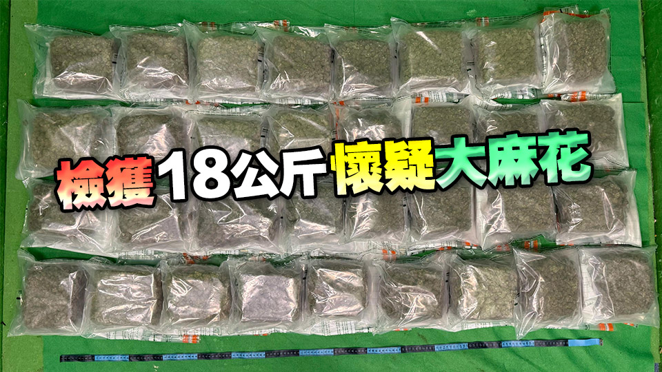 海關機場檢值400萬元懷疑大麻花 拘捕20歲男子