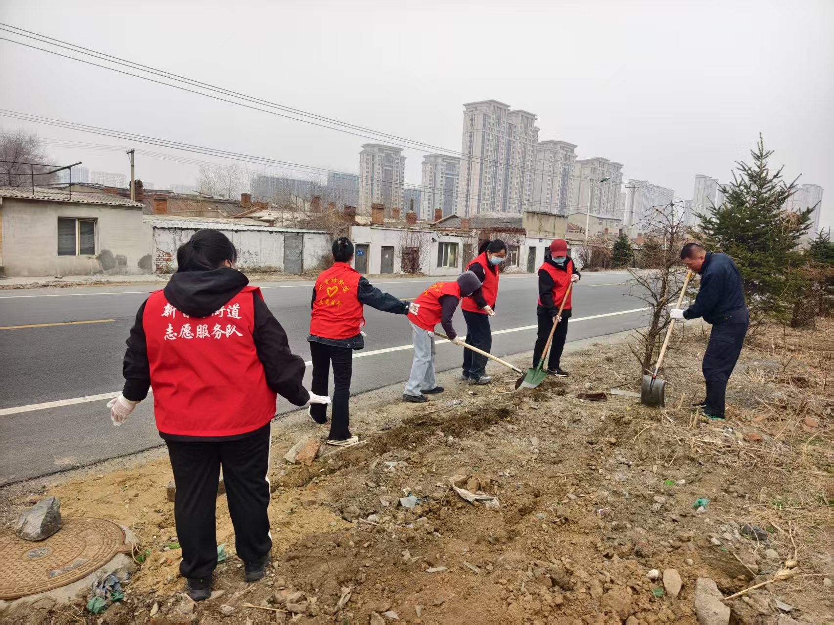 哈市香坊區新香坊街道開展「種花添綠 美化環境」志願服務活動