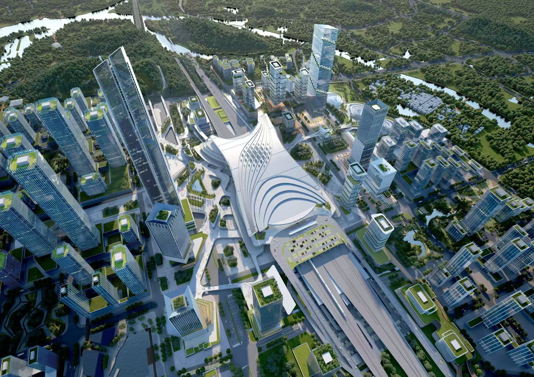 深汕站項目順利完成首根鋼柱吊裝