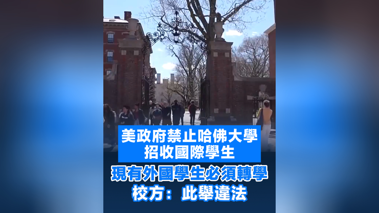 有片丨美政府禁止哈佛招收國際生 現有外國學生必須轉學 校方：此舉違法
