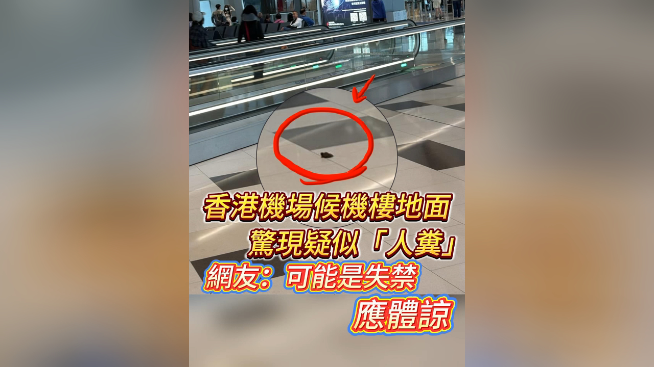 有片丨香港機場候機樓地面驚現疑似「人糞」 網友：可能是失禁 應體諒