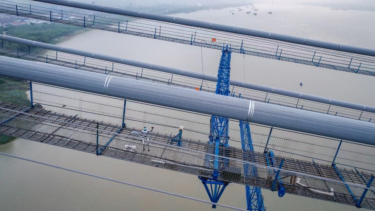 中國人形機械人挑戰全球最長貓道成功